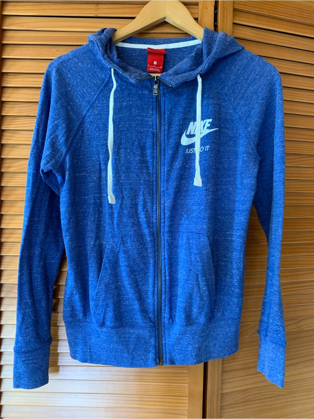 Nike womens Blue Full-Zip Hoodie with White Logo size small